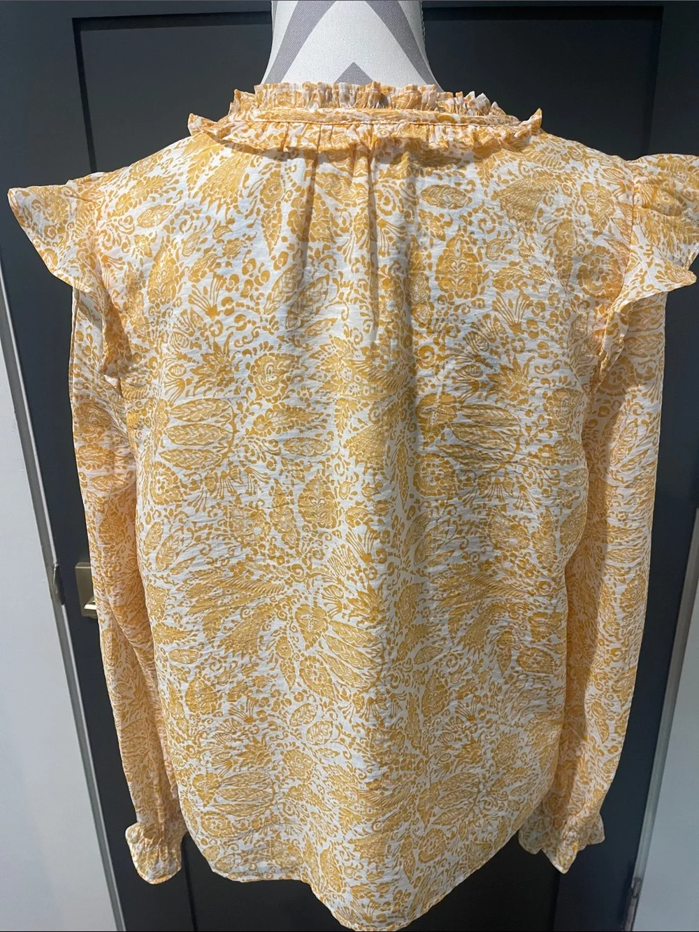 J.Crew Paisley Ruffle Long Sleeve Blouse Size M